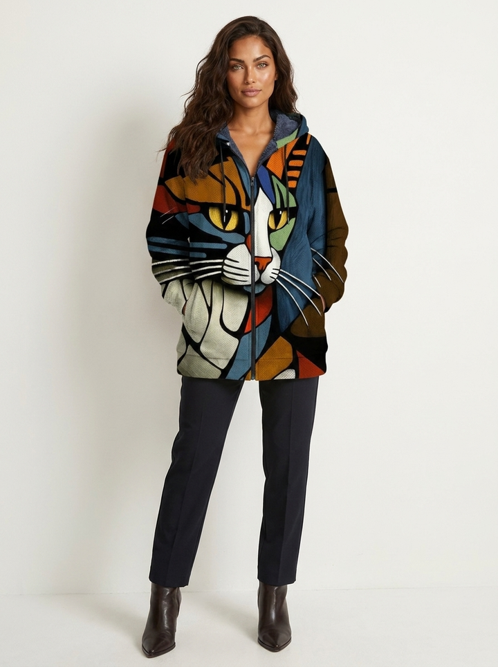 Georgia | Graphic Longline Hooded Jacket for Women