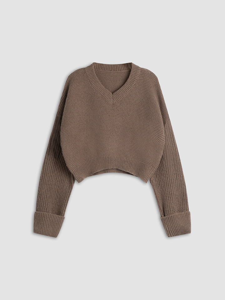 Dawn | V-Neck Cropped Sweater for Women