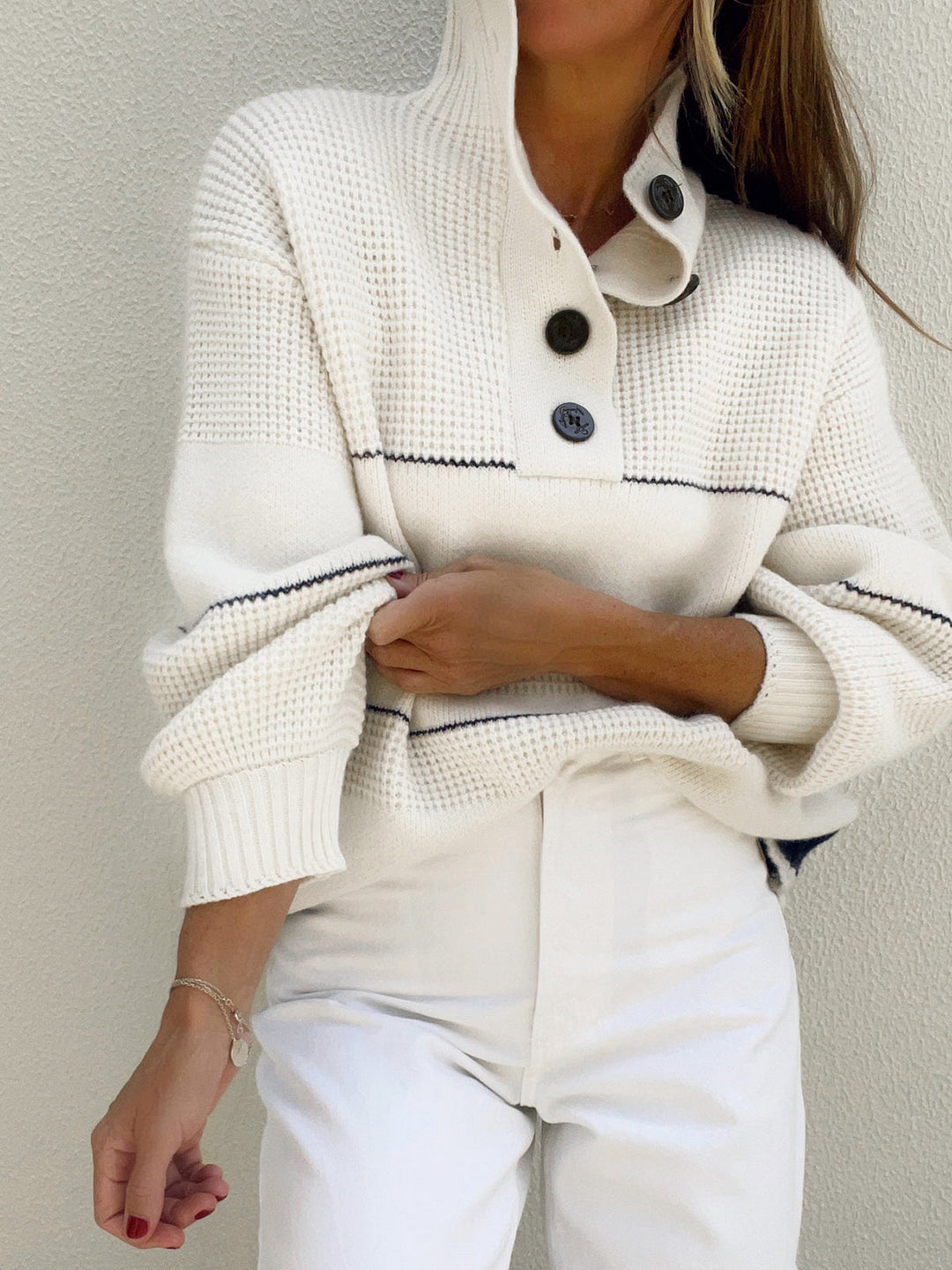 Kirsten | Button-Front White Cardigan for Women