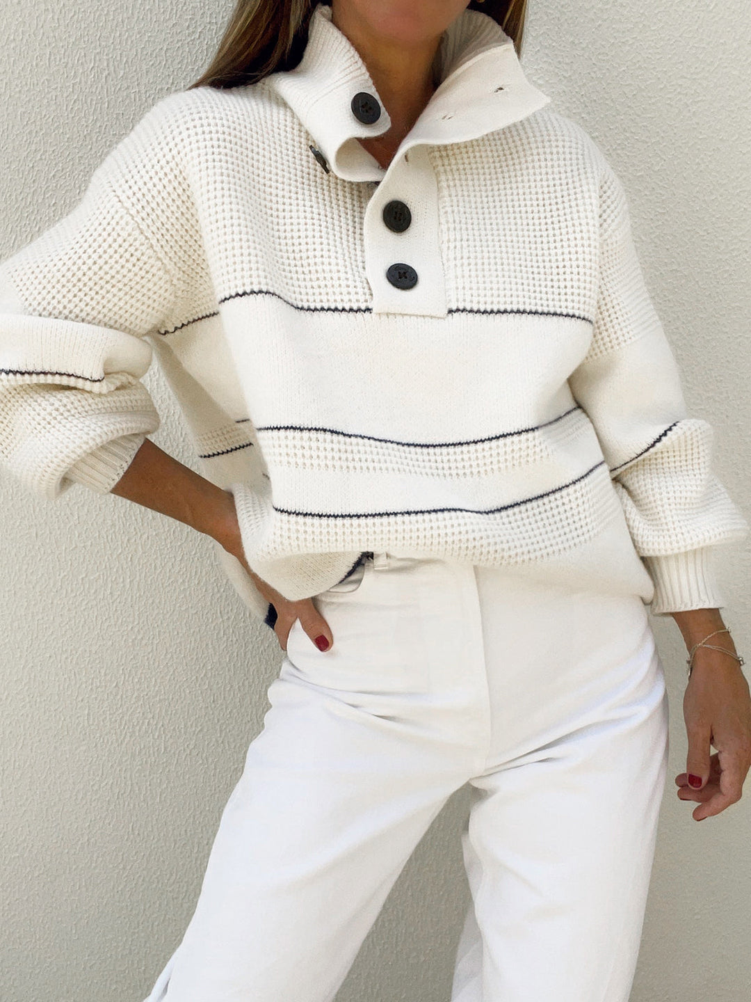 Kirsten | Button-Front White Cardigan for Women