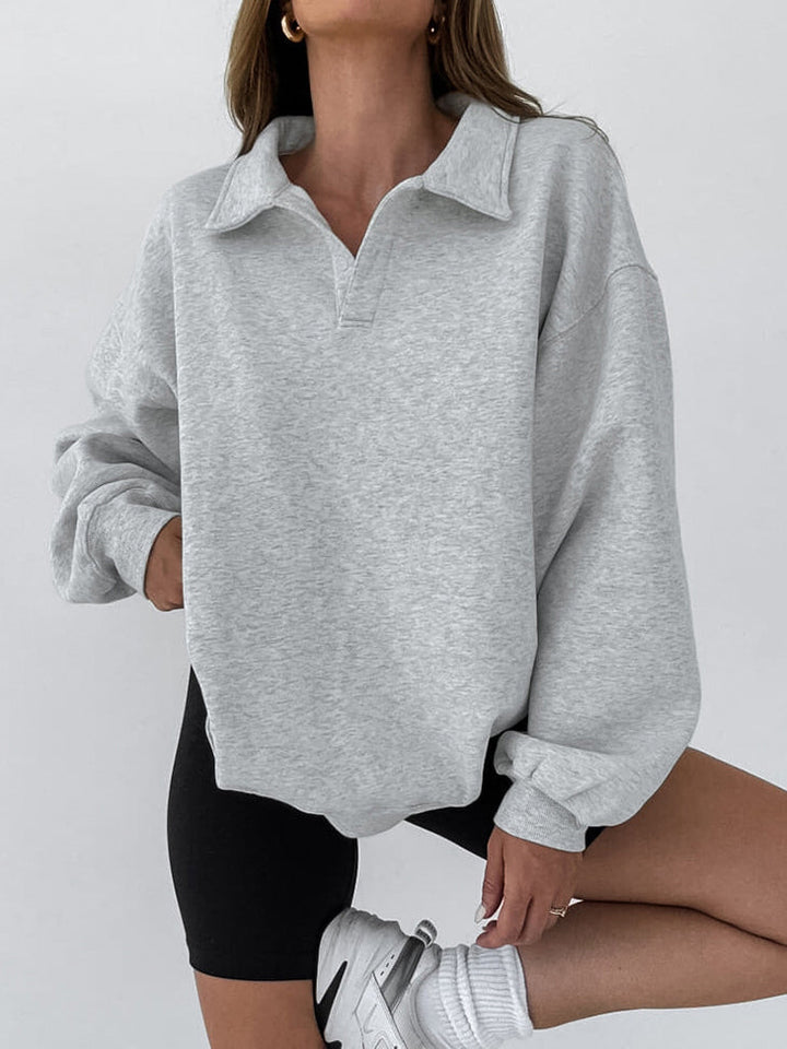 Lucille | Polo Collar Fleece Sweatshirt for Women