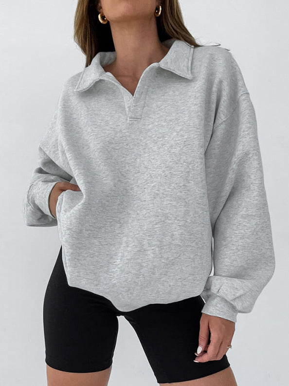 Lucille | Polo Collar Fleece Sweatshirt for Women
