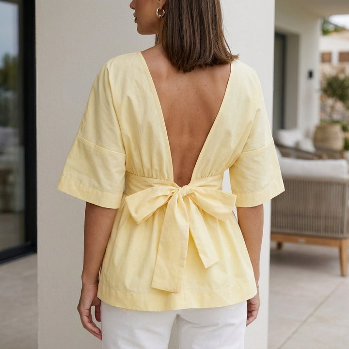 Linen Blouse Women Flowy Cinched Waist Relaxed