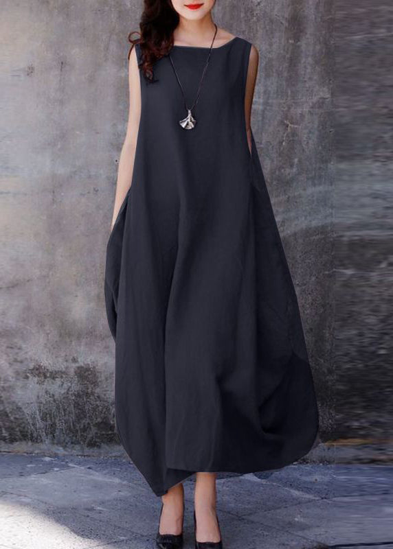 Bohemian Purple O-Neck Exra Large Hem Cotton Dresses Sleeveless – Casual Wedding Dress