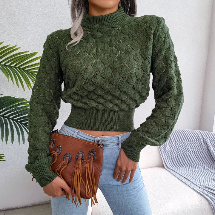 Vera | Bubble Knit Mock Neck Sweater for Women