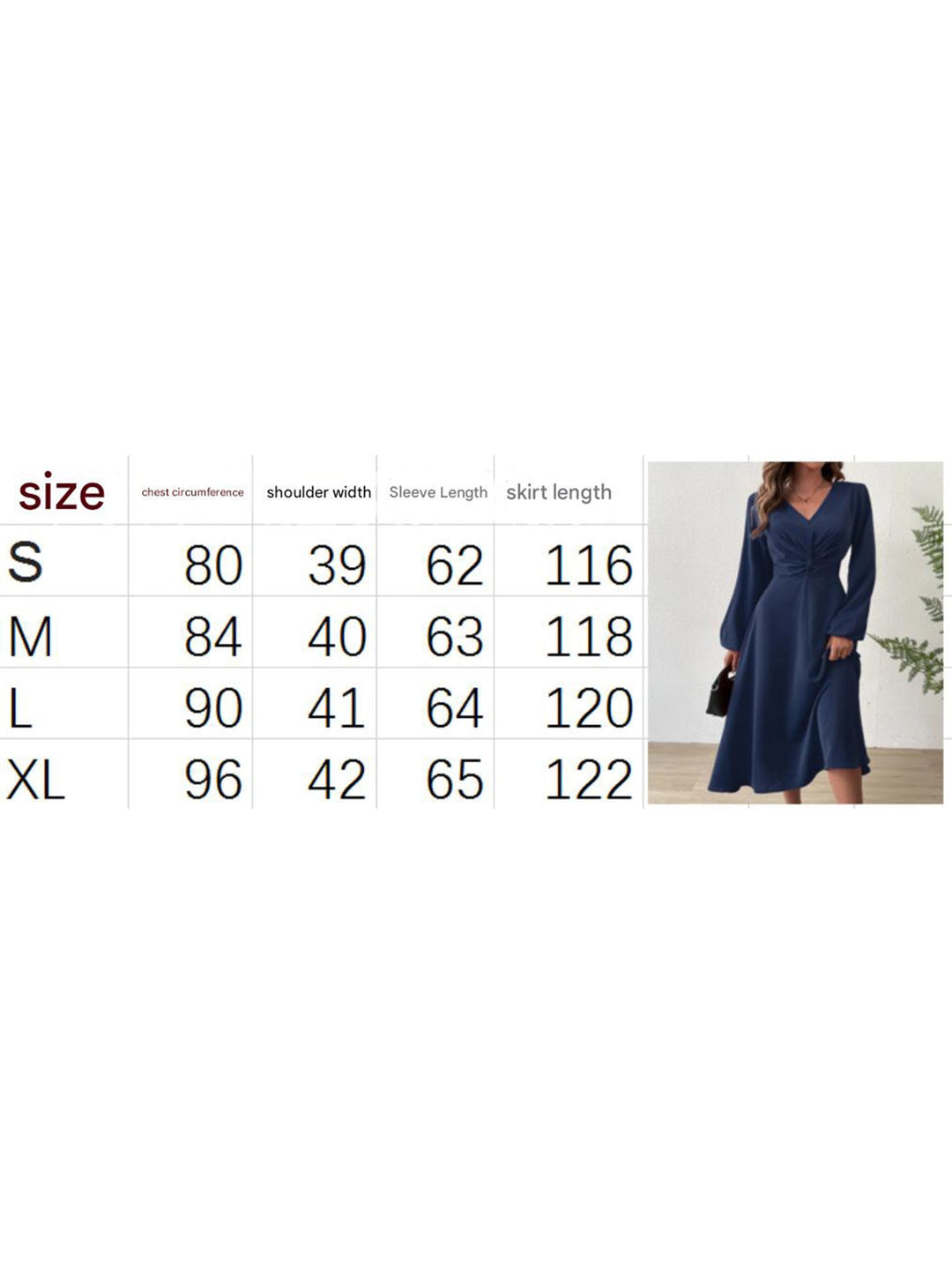 Fashionable V-neck lantern long-sleeved dress – White Dress