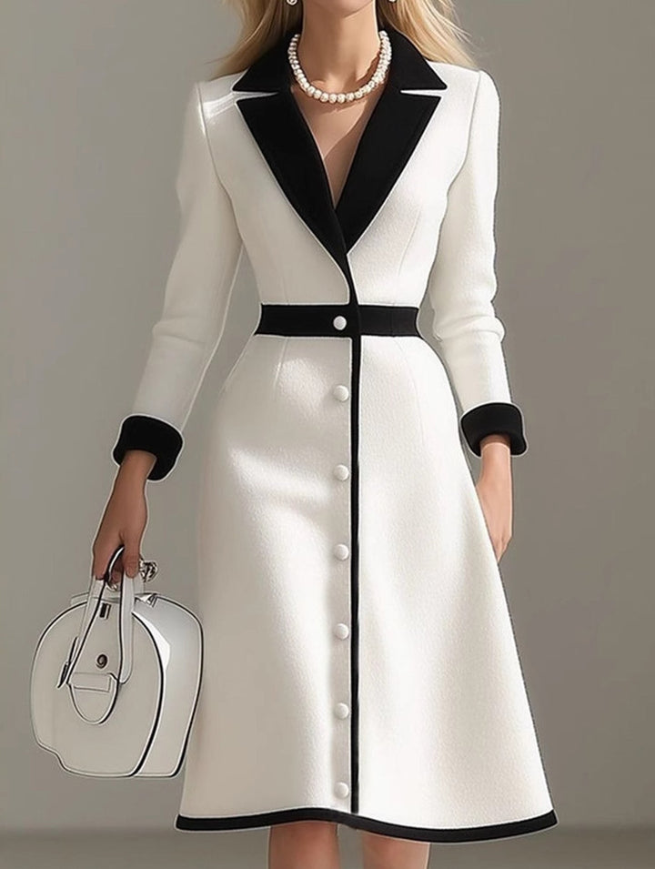 High waist slimming three-quarter sleeve dress – White Dress