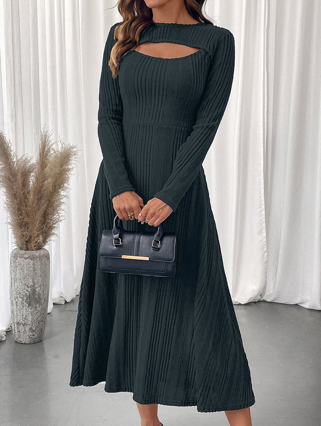 Casual hot girl hollow texture slim dress – Casual Wedding Dress