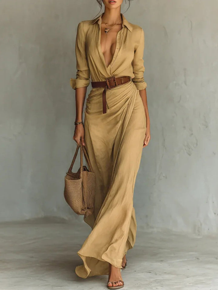 Solid color irregular pleated dress – White Dress