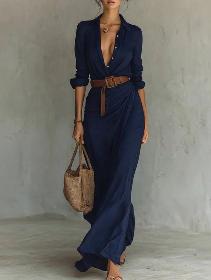 Solid color irregular pleated dress – White Dress