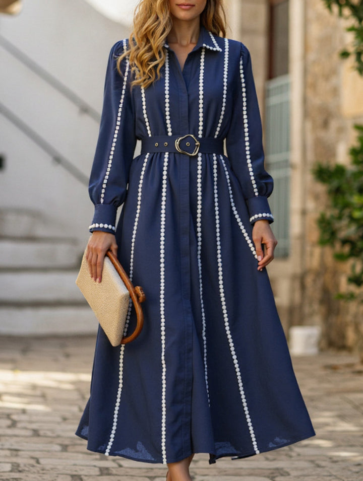 Retro waist shirt tie dress – White Dress