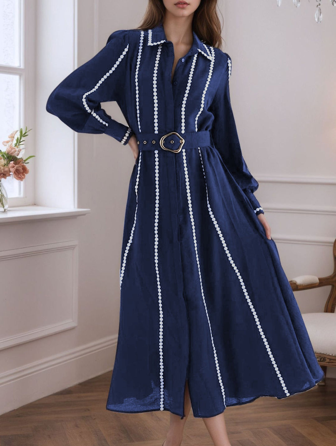 Retro waist shirt tie dress – White Dress