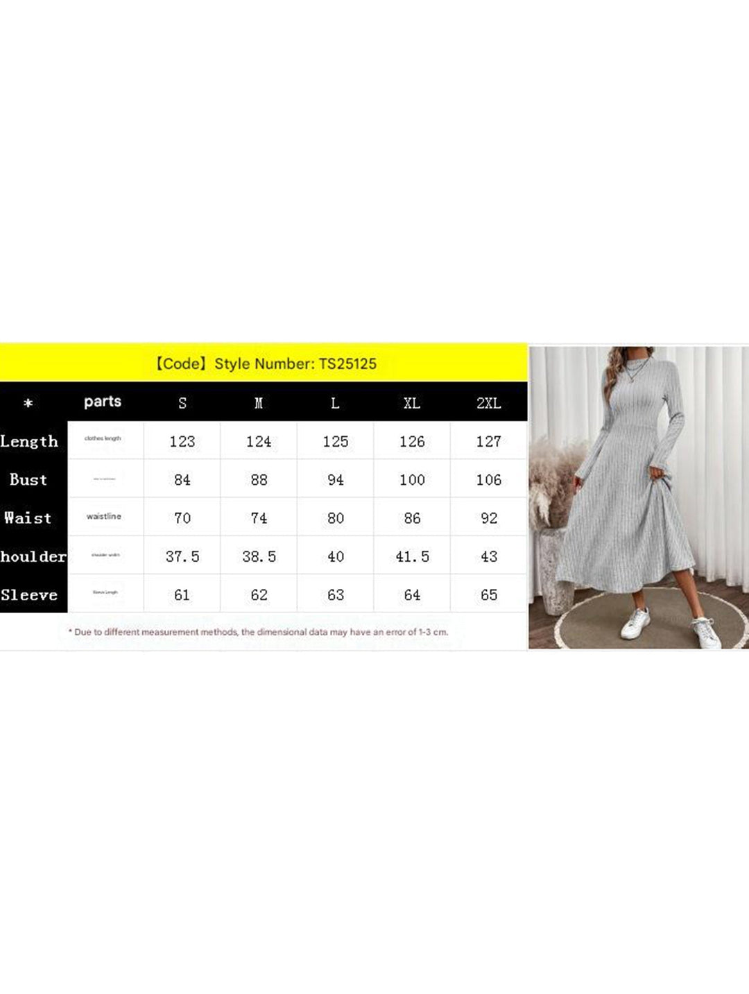 Round neck brushed ribbed long dress – White Dress