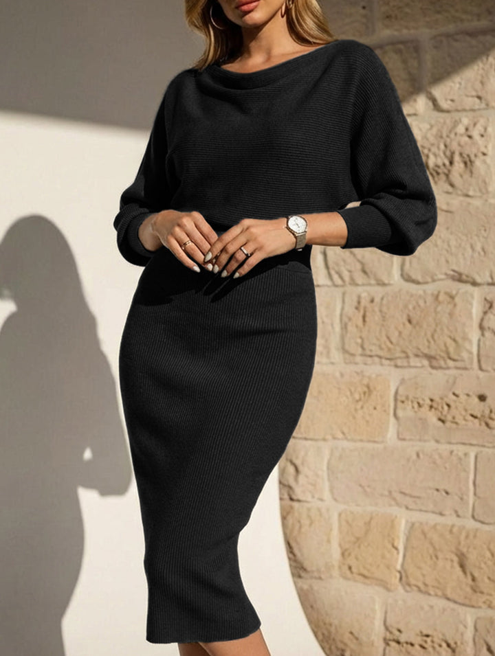 ELEGANT SLIM FIT KNIT DRESS – White Dress