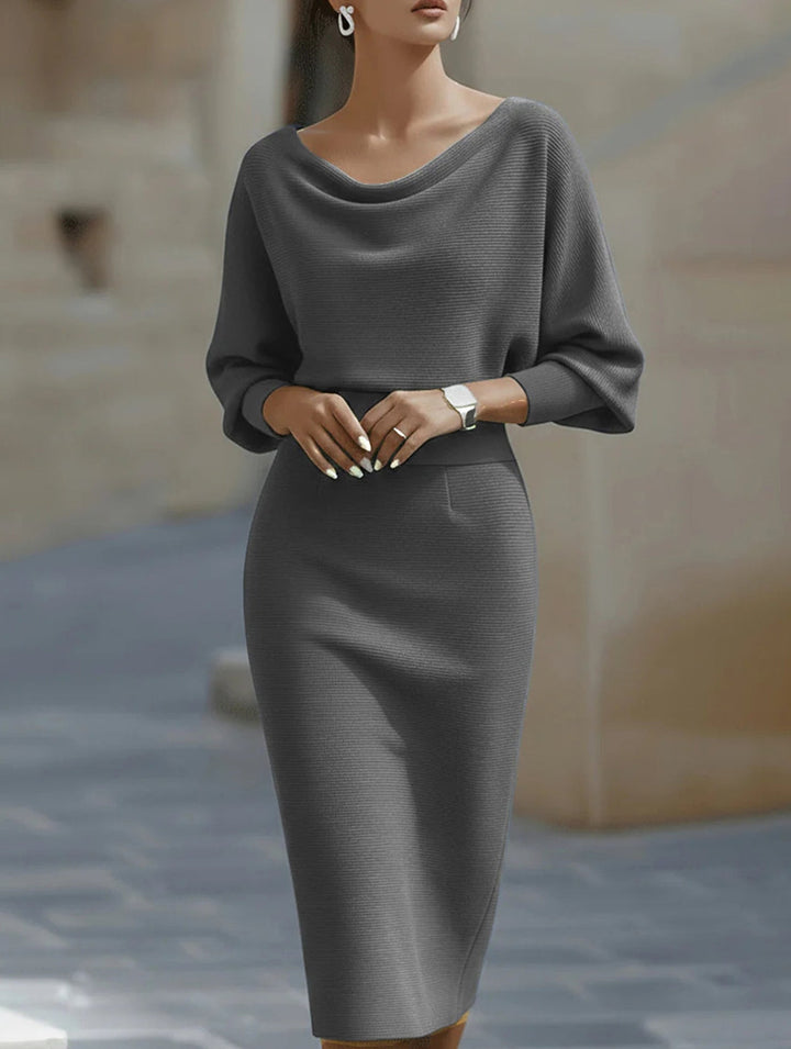 ELEGANT SLIM FIT KNIT DRESS – White Dress