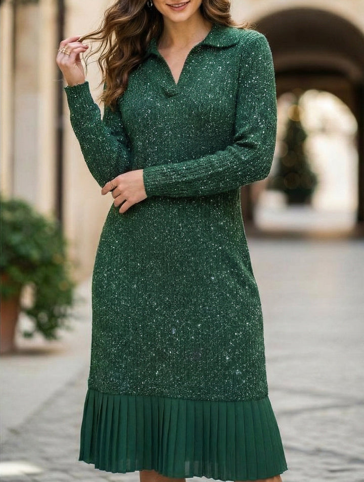 Casual long-sleeved polo collar dress – Casual Wedding Dress