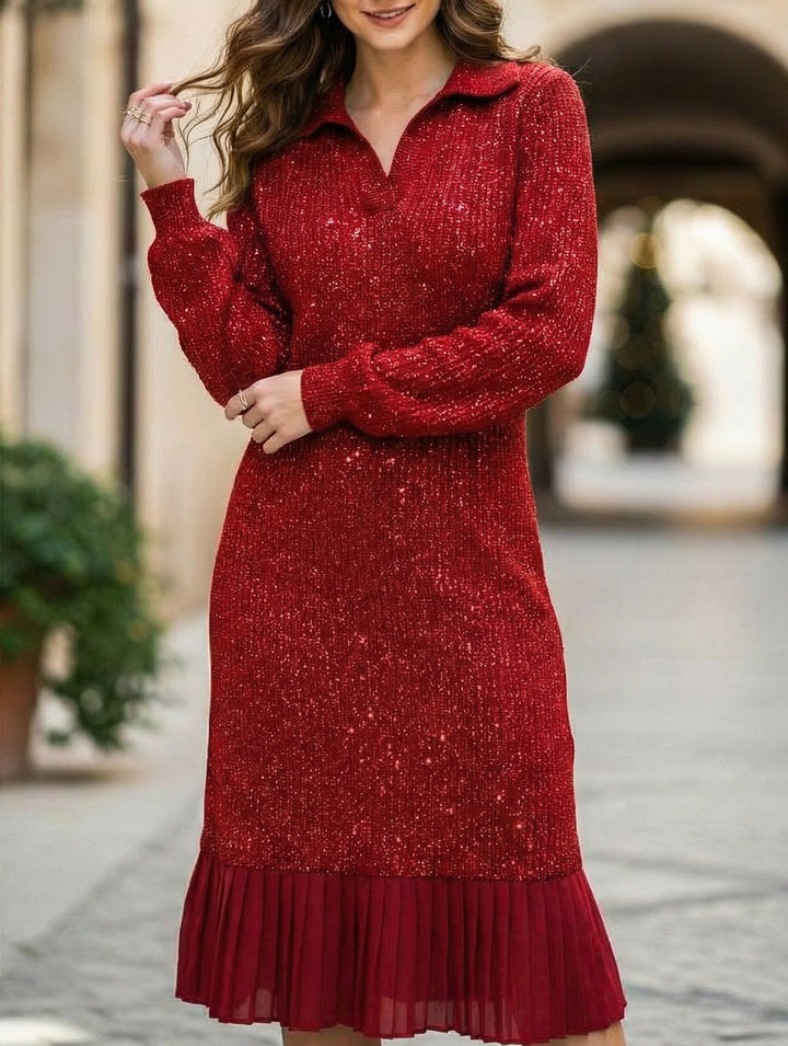 Casual long-sleeved polo collar dress – Casual Wedding Dress