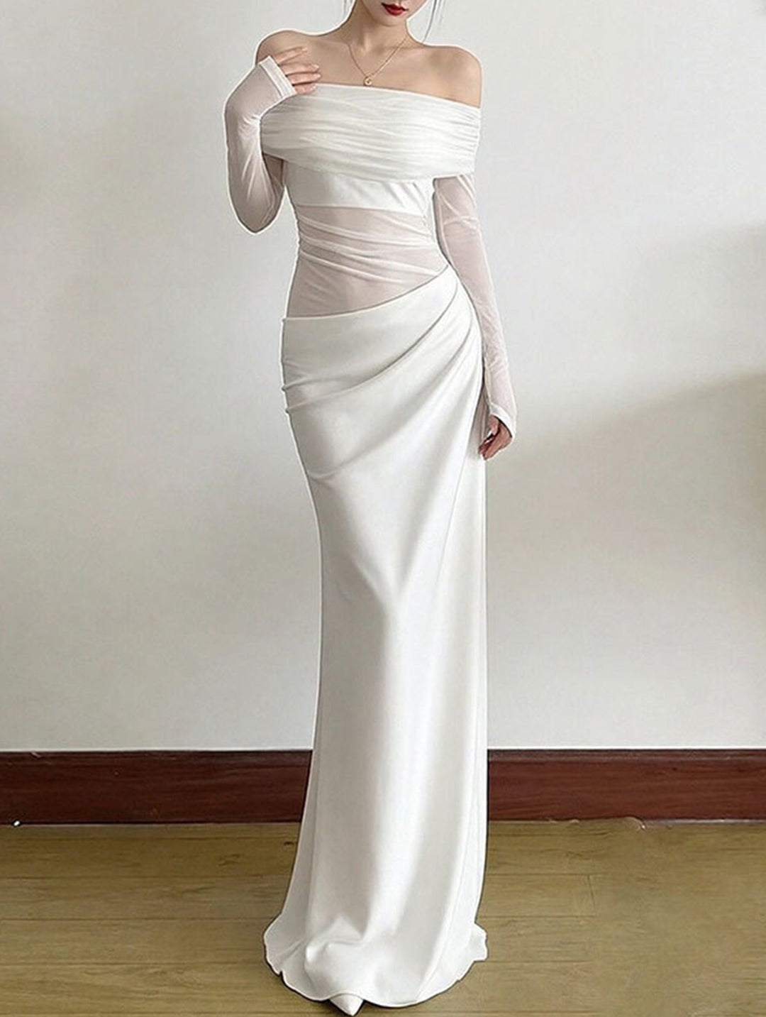 French-style elegant slim-fit dress – White Dress