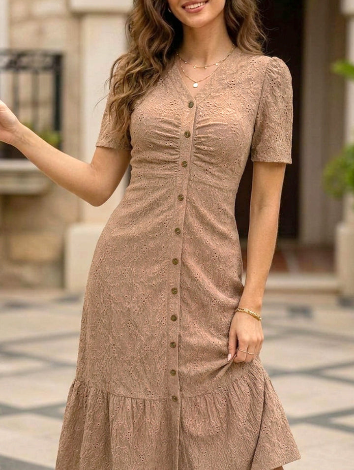 Doll Collar Short Sleeve Dress – White Dress