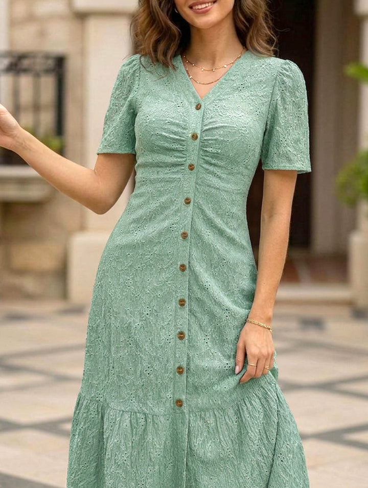 Doll Collar Short Sleeve Dress – White Dress