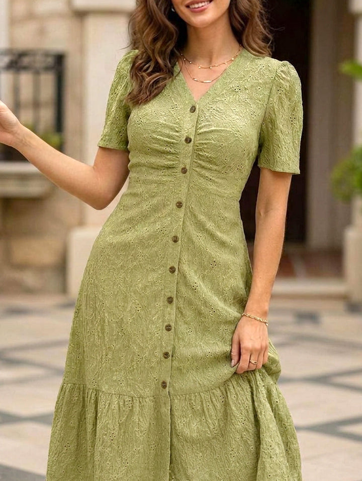 Doll Collar Short Sleeve Dress – White Dress