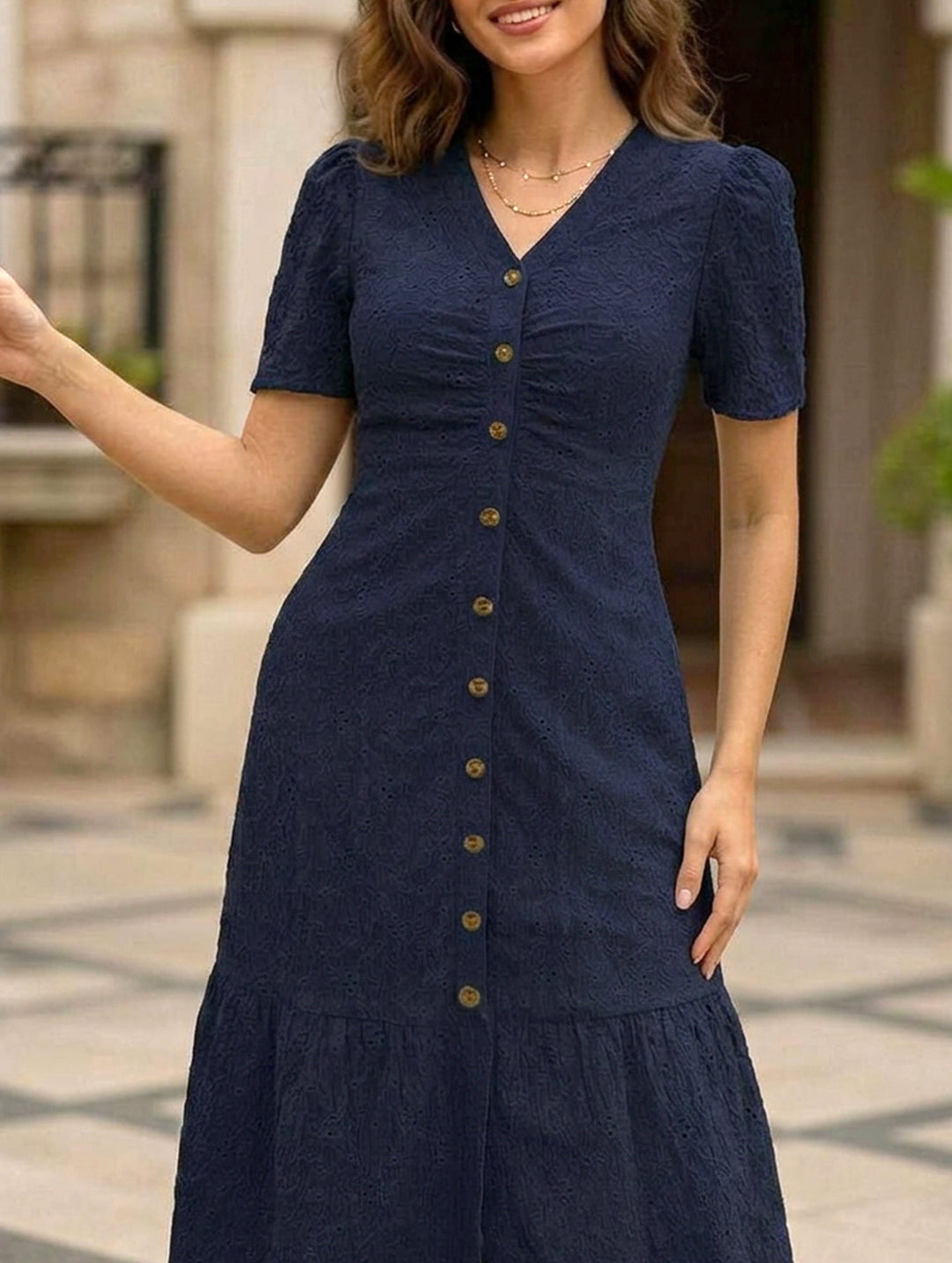 Doll Collar Short Sleeve Dress – White Dress