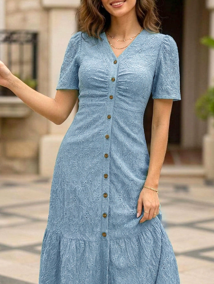 Doll Collar Short Sleeve Dress – White Dress