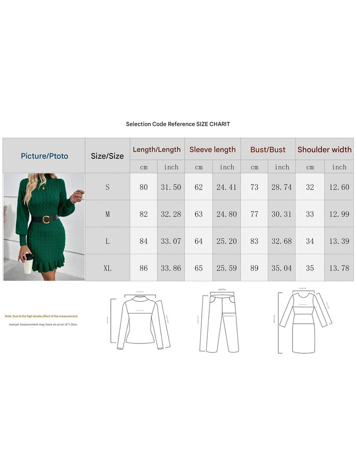 Fashionable cable knit waist-cinching sweater dress – White Dress