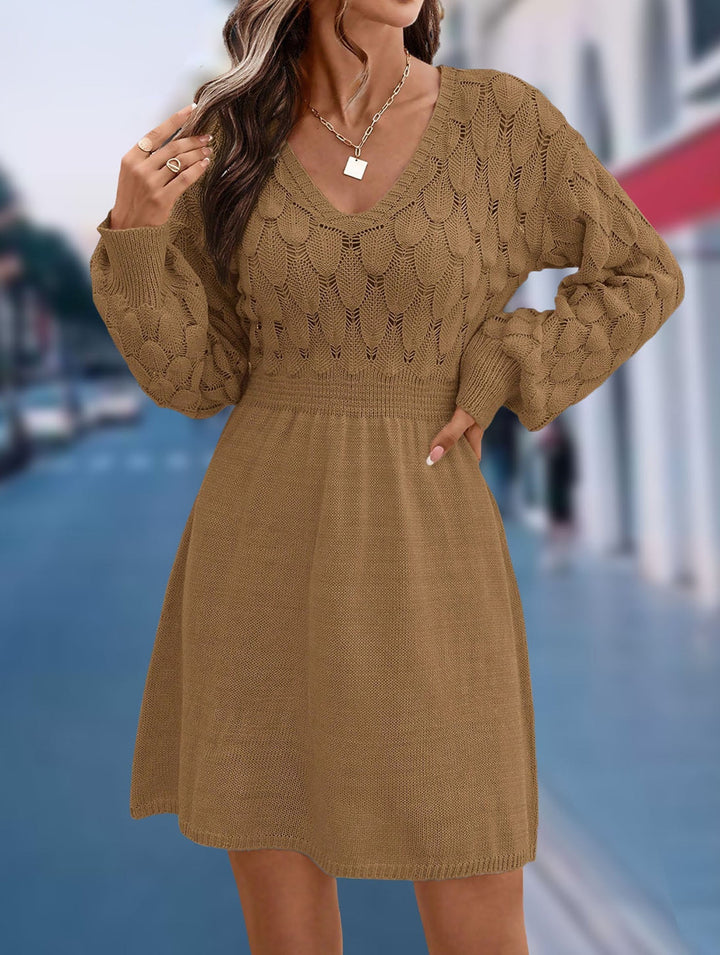 Crochet V Neck A Line Beach Dress – White Dress