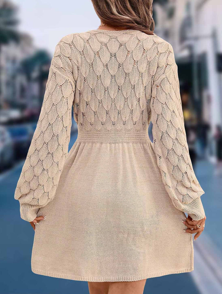 Crochet V Neck A Line Beach Dress – White Dress
