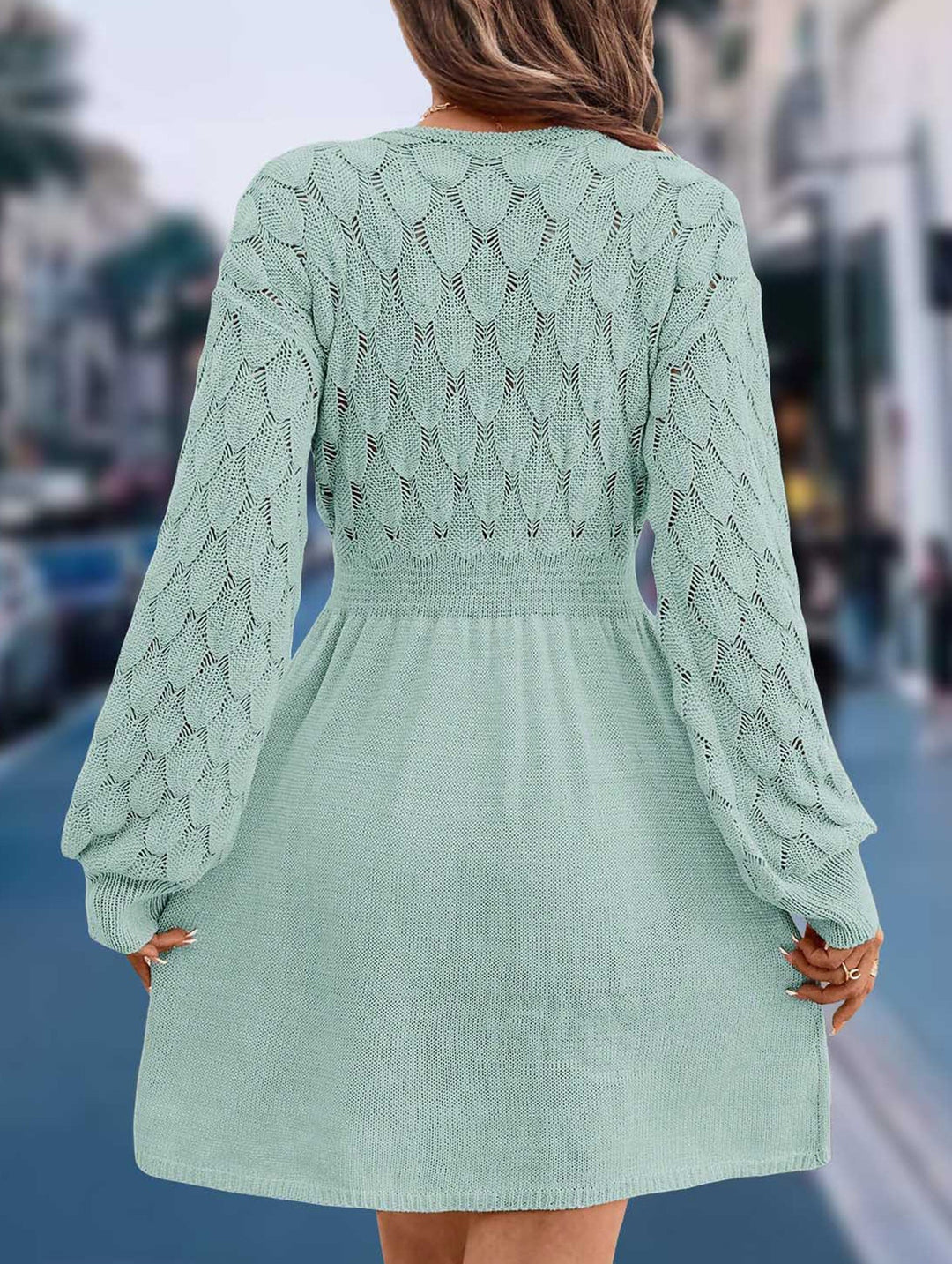 Crochet V Neck A Line Beach Dress – White Dress