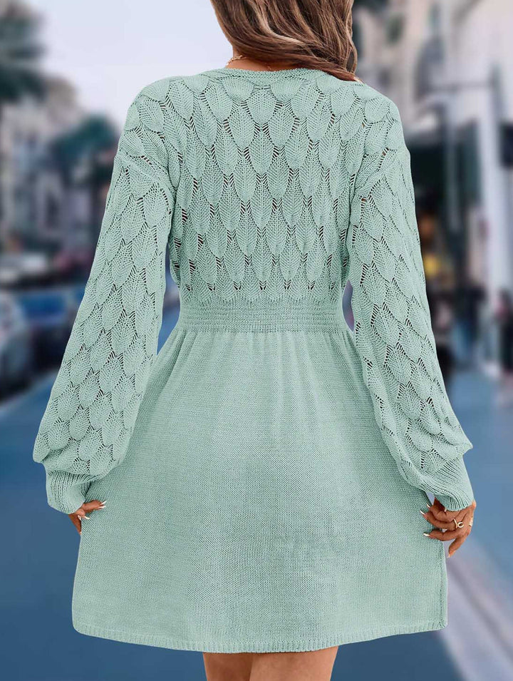 Crochet V Neck A Line Beach Dress – White Dress