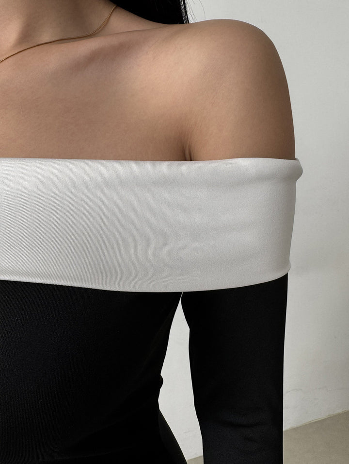 off-shoulder bell sleeve dress – White Dress