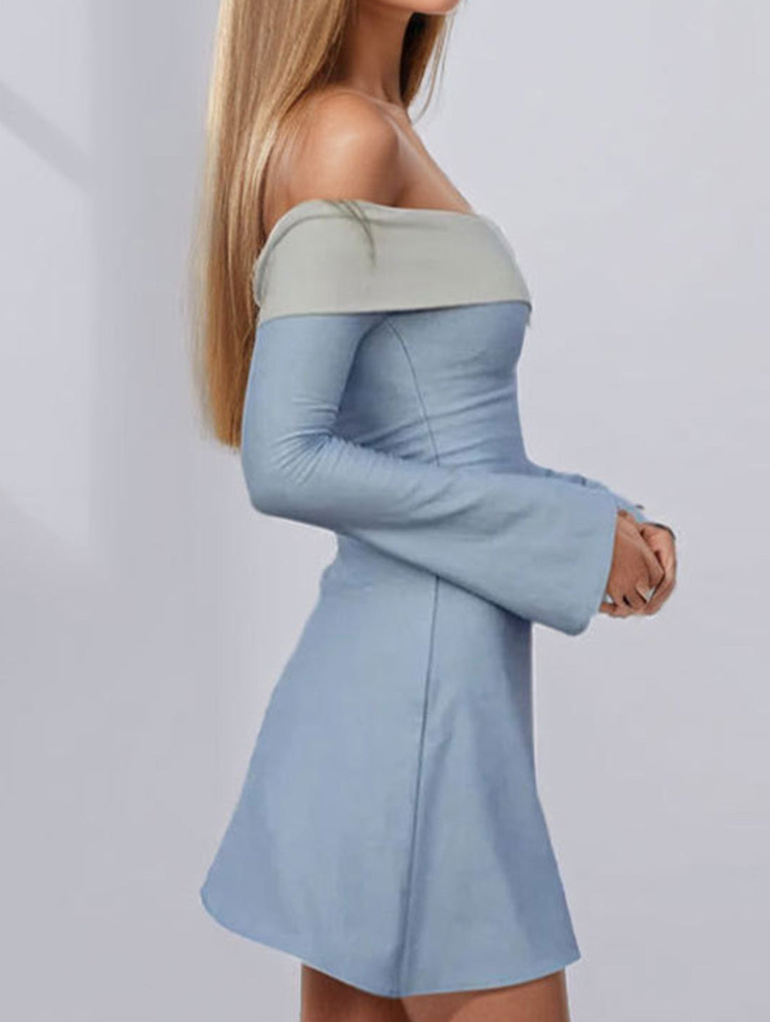 shoulder slim-fit waist dress for women – White Dress