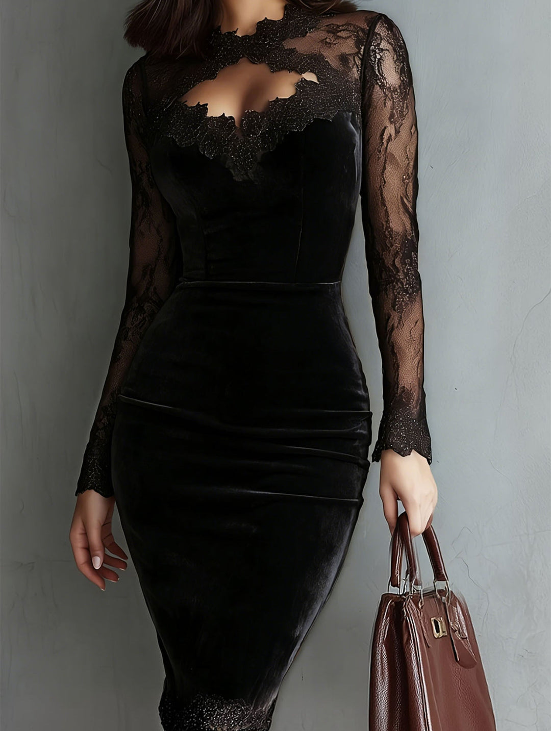 Sheer Lace V Neck Slim Fit Dress – White Dress
