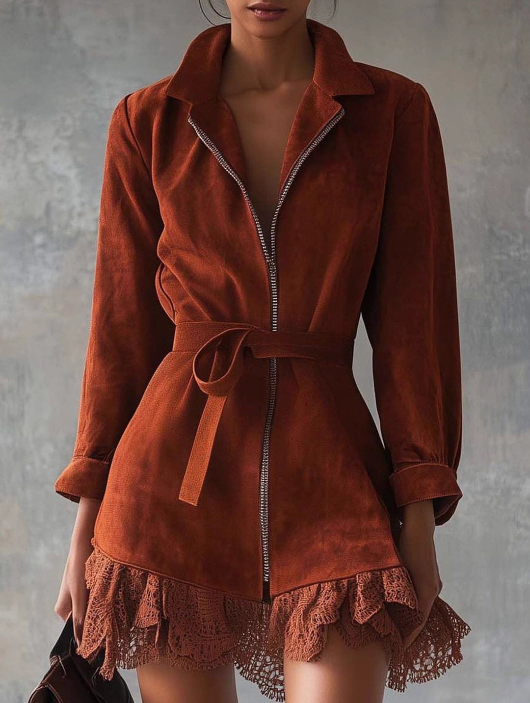 Solid Casual Patchwork Cardigan Dress – Casual Wedding Dress