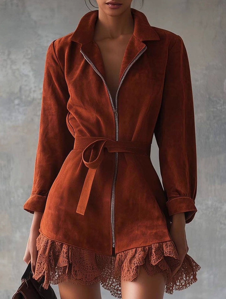 Solid Casual Patchwork Cardigan Dress – Casual Wedding Dress
