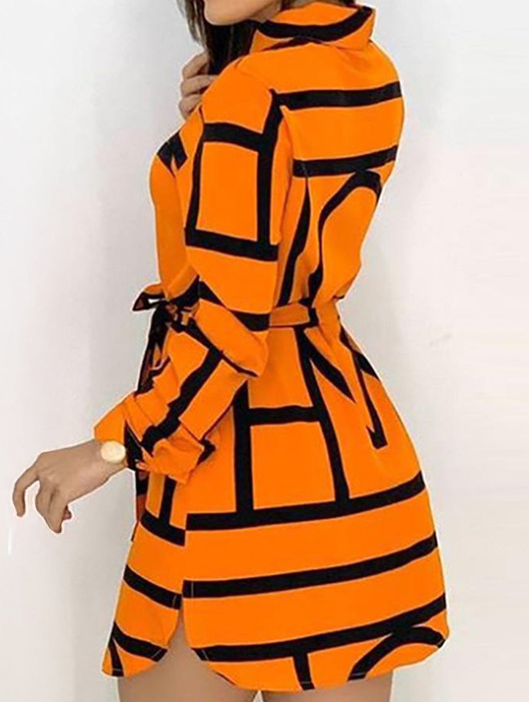 Floral long-sleeved casual shirt dress for women – Casual Wedding Dress