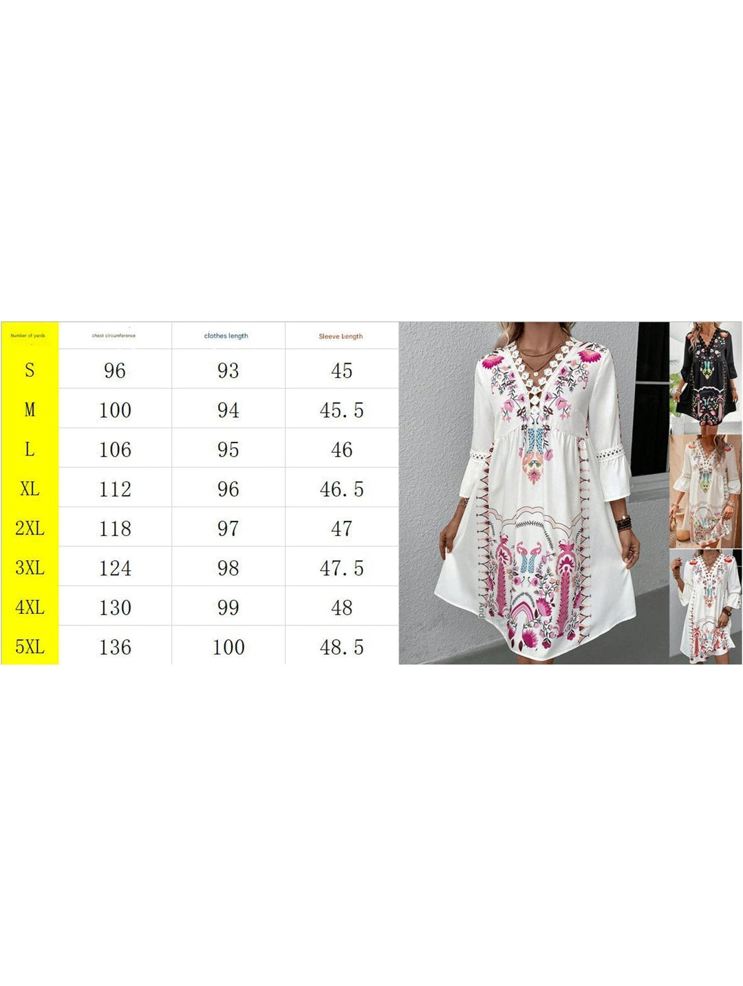 V Neck Lace Patch Print Dress – White Dress