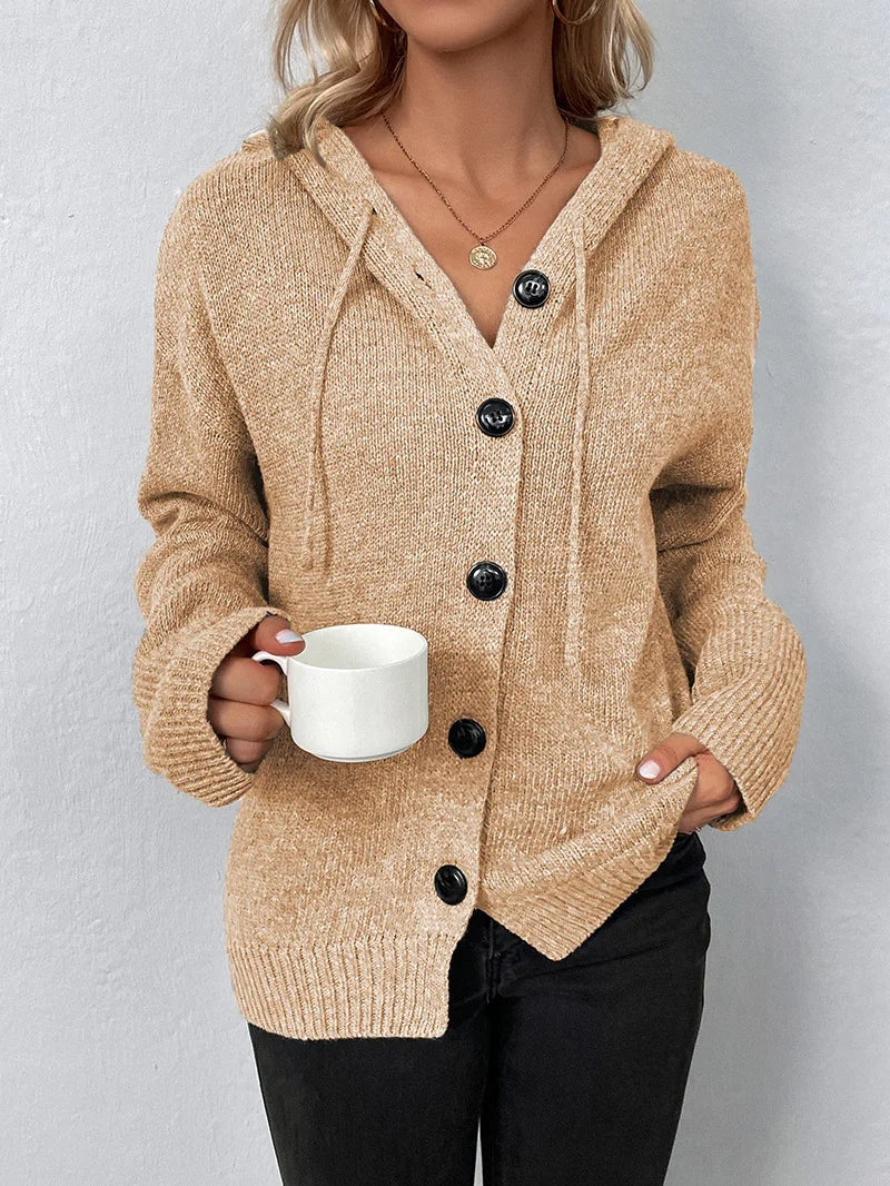 Cordelia | Hooded Button-Front Cardigan for Women