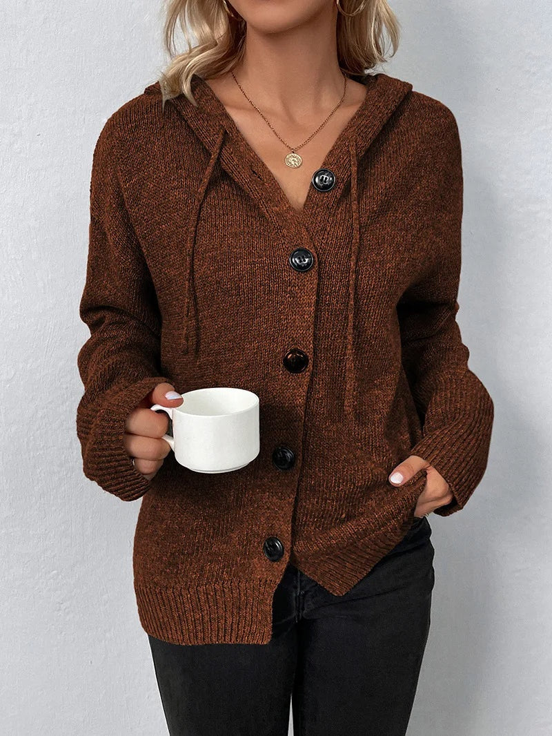 Cordelia | Hooded Button-Front Cardigan for Women