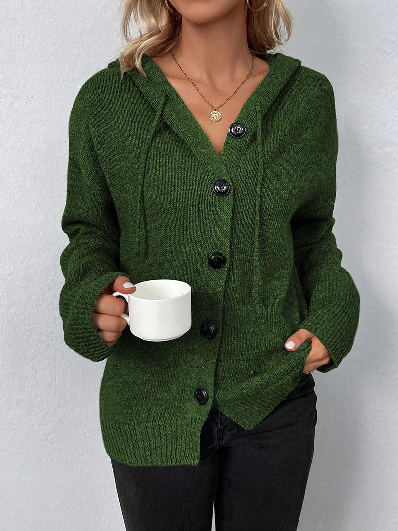 Cordelia | Hooded Button-Front Cardigan for Women