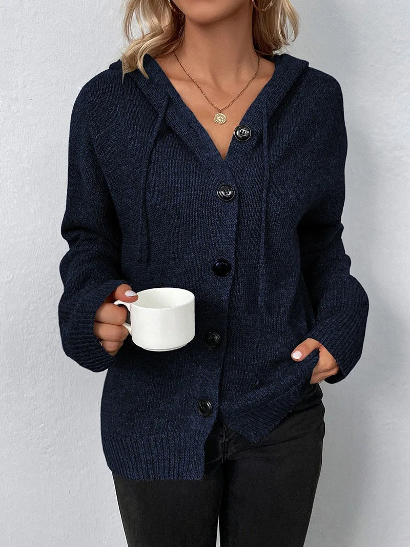 Cordelia | Hooded Button-Front Cardigan for Women