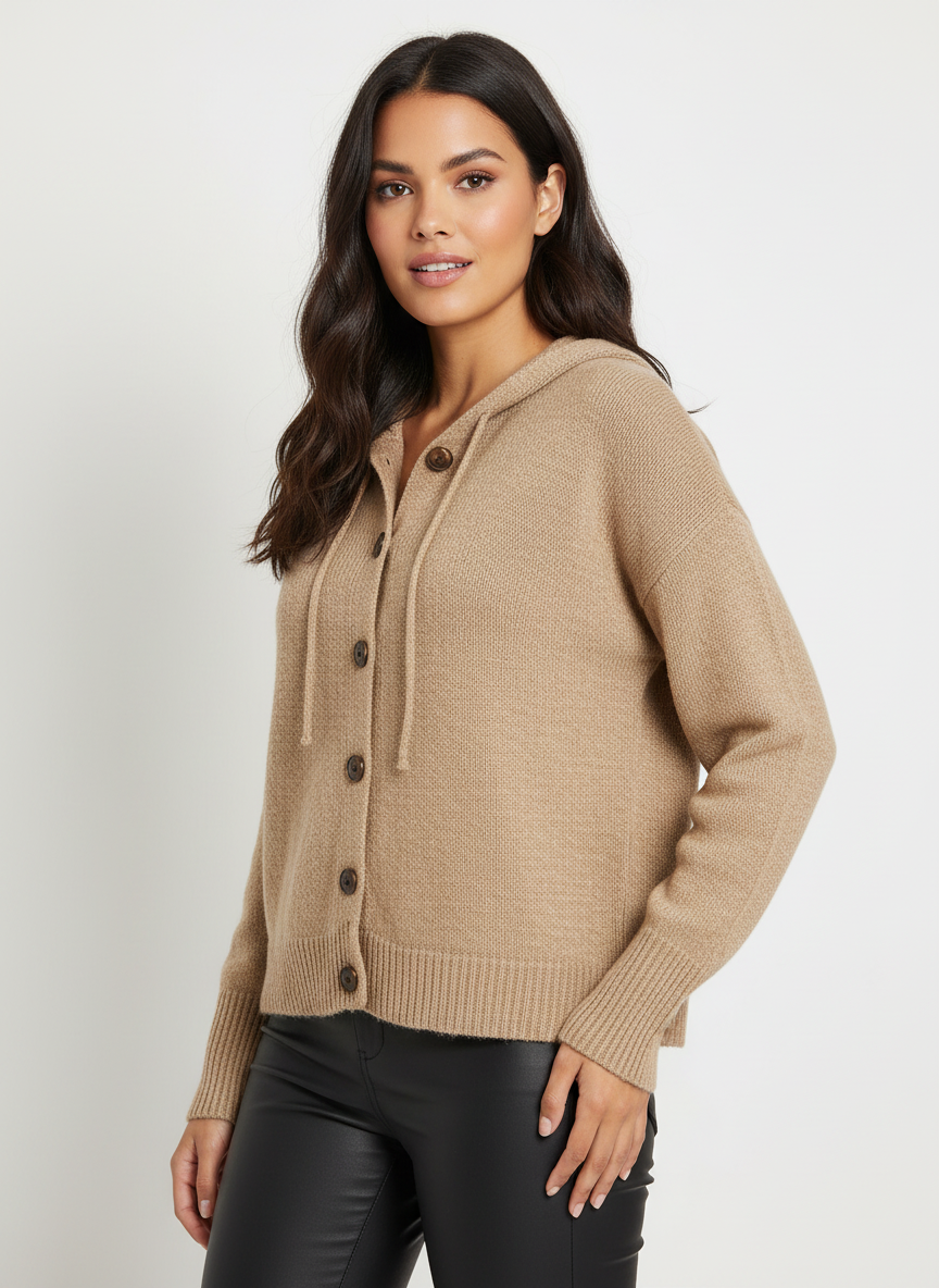 Cordelia | Hooded Button-Front Cardigan for Women