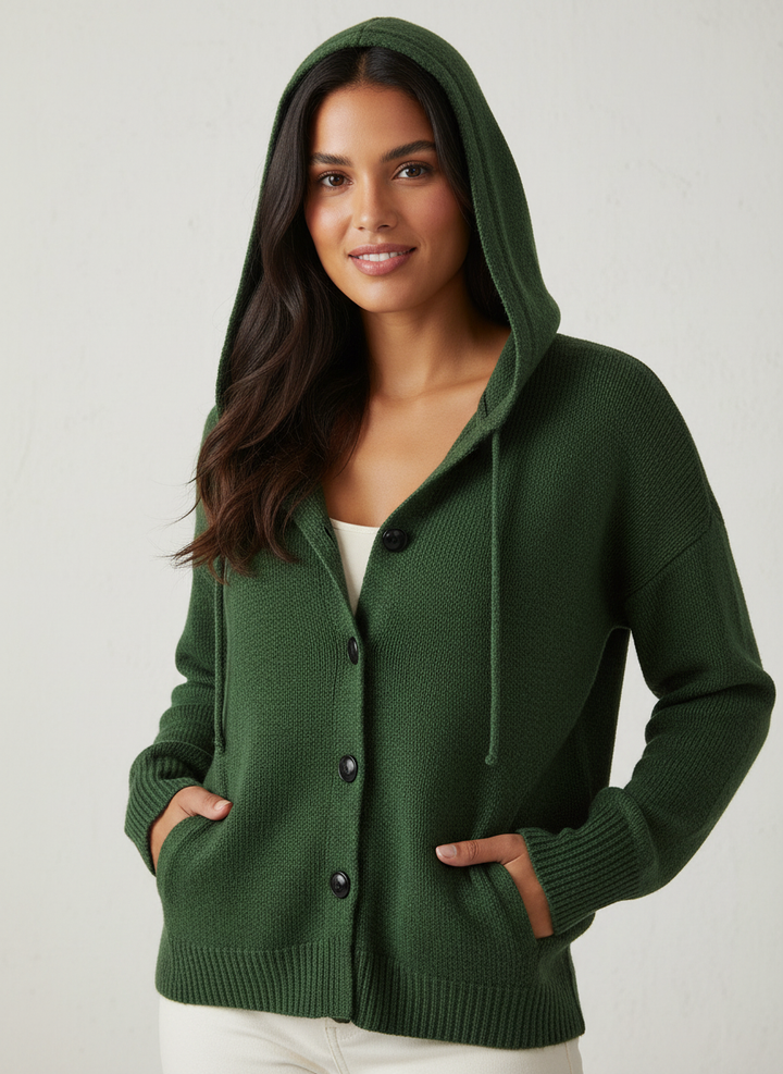 Cordelia | Hooded Button-Front Cardigan for Women