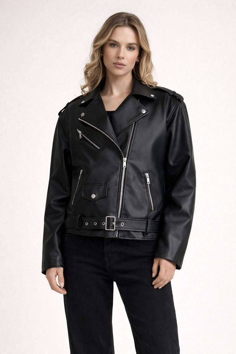 Madelyn | Faux Leather Moto Jacket for Women