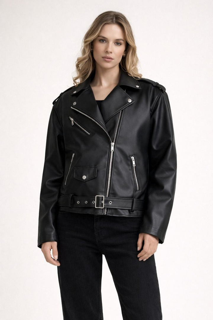 Madelyn | Faux Leather Moto Jacket for Women