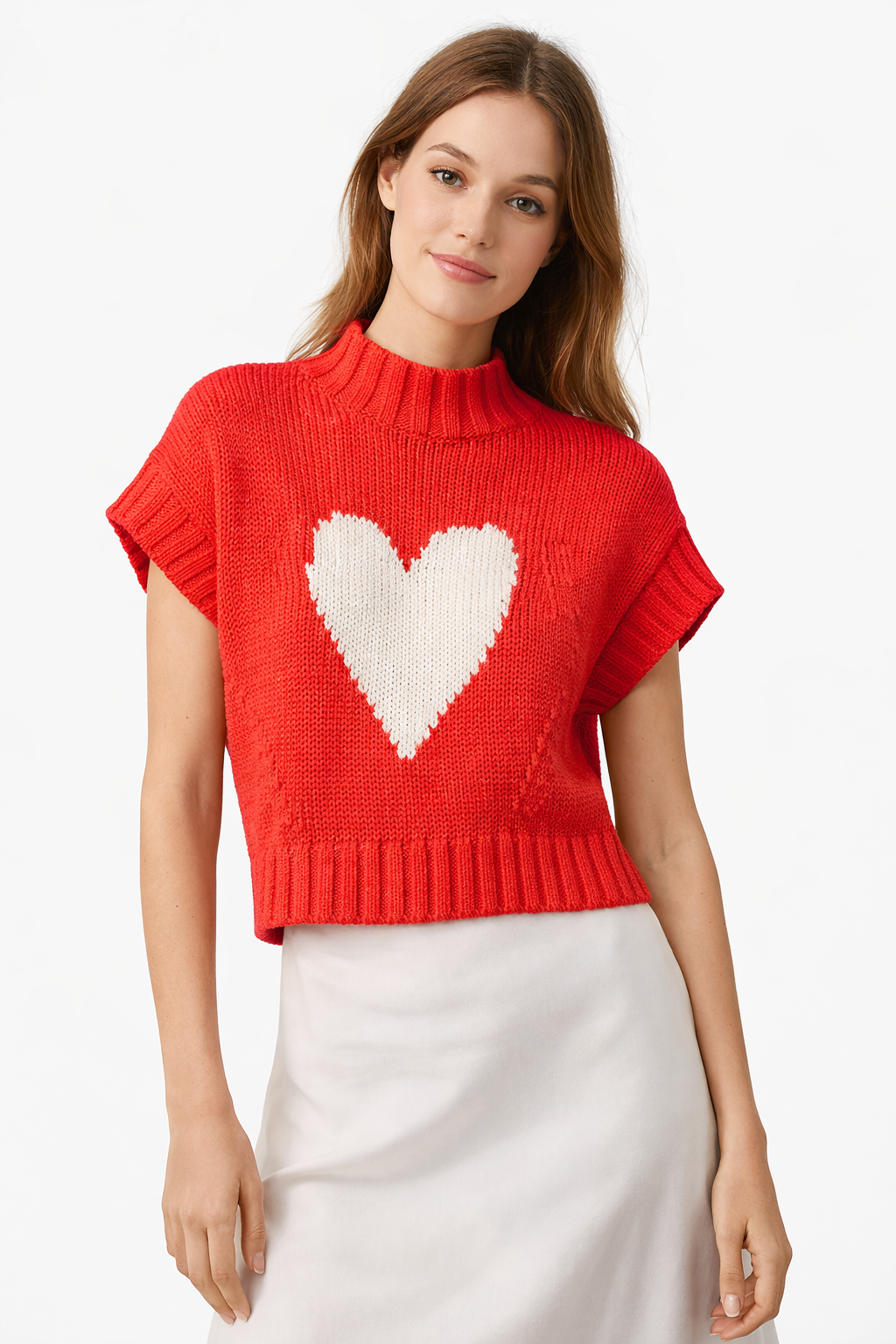 Mary | Heart Print Sleeveless Sweater for Women