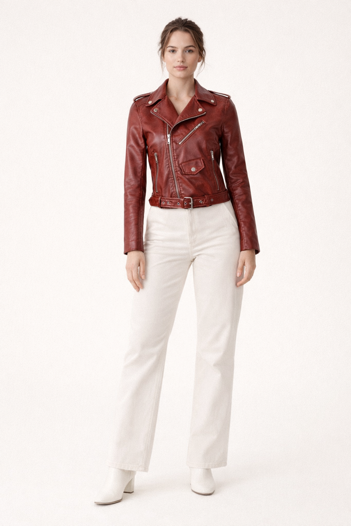 Kelly | Faux Leather Moto Jacket for Women