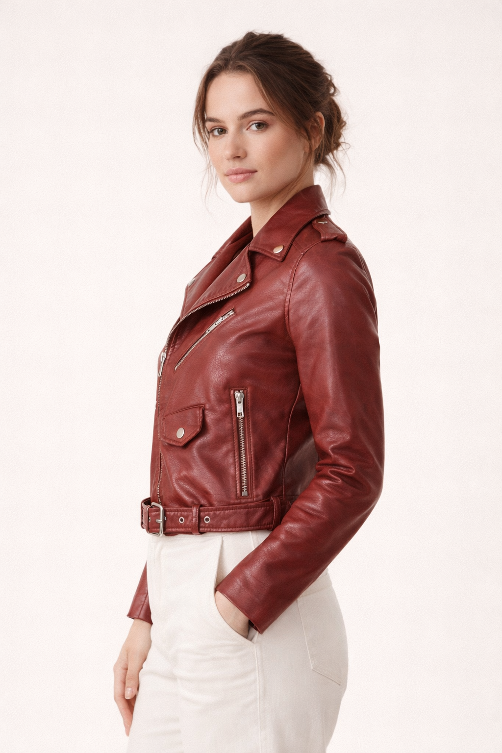 Kelly | Faux Leather Moto Jacket for Women